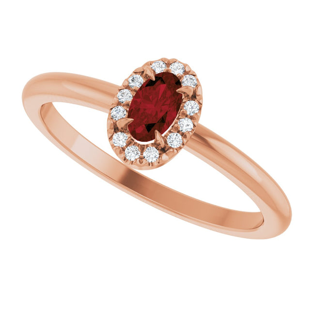 14K Gold Emerald Natural Mozambique Garnet Halo-Style Ring - Rose Gold - view 5