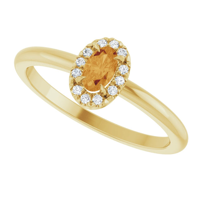 14K Gold Emerald Natural Citrine Halo-Style Ring - Yellow Gold - view 5