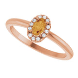 14K Gold Emerald Natural Citrine Halo-Style Ring - Rose Gold - view 5