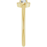 14K Gold Emerald Natural White Sapphire Halo-Style Ring - Yellow Gold - view 4