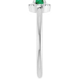 Platinum Emerald Lab-Grown Emerald Halo-Style Ring - view 4