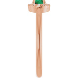14K Gold Emerald Natural Emerald Halo-Style Ring - Rose Gold - view 4