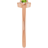 14K Gold Emerald Natural Peridot Halo-Style Ring - Rose Gold - view 4