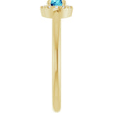 14K Gold Emerald Natural Blue Zircon Halo-Style Ring - Yellow Gold - view 4