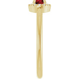 14K Gold Emerald Natural Mozambique Garnet Halo-Style Ring - Yellow Gold - view 4