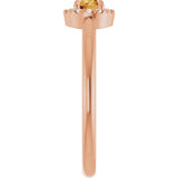 14K Gold Emerald Natural Citrine Halo-Style Ring - Rose Gold - view 4