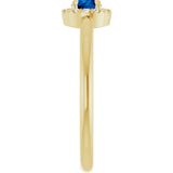 14K Gold Emerald Natural Blue Sapphire Halo-Style Ring - Yellow Gold - view 4