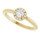 14K Gold Emerald Natural White Sapphire Halo-Style Ring - Yellow Gold - view 5