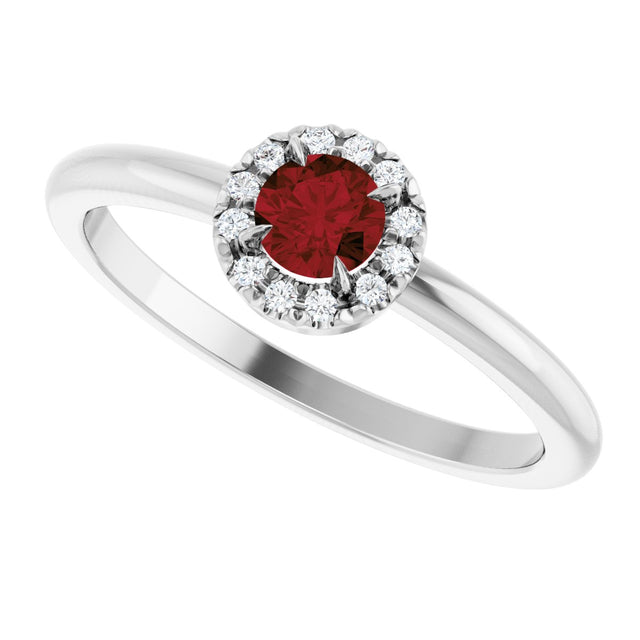 Platinum Emerald Natural Mozambique Garnet Halo-Style Ring - view 5
