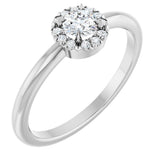 14K Gold Round Natural Diamond Halo-Style Ring – 3-4mm Stones - White Gold