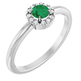 Platinum Emerald Natural Emerald Halo-Style Ring