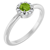Platinum Emerald Natural Peridot Halo-Style Ring
