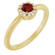 14K Gold Emerald Natural Mozambique Garnet Halo-Style Ring - Yellow Gold