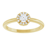14K Gold Emerald Natural White Sapphire Halo-Style Ring - Yellow Gold - view 3