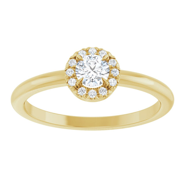 14K Gold Emerald Natural White Sapphire Halo-Style Ring - Yellow Gold - view 3