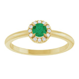 14K Gold Emerald Natural Emerald Halo-Style Ring - Yellow Gold - view 3
