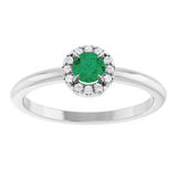 14K Gold Emerald Natural Emerald Halo-Style Ring - White Gold - view 3