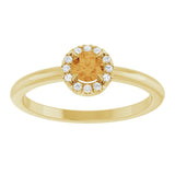 14K Gold Emerald Natural Citrine Halo-Style Ring - Yellow Gold - view 3