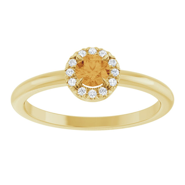 14K Gold Emerald Natural Citrine Halo-Style Ring - Yellow Gold - view 3