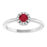 Platinum Emerald Natural Ruby Halo-Style Ring - view 3