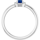 Platinum Emerald Lab-Grown Blue Sapphire Halo-Style Ring - view 2