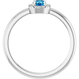 Platinum Emerald Natural Blue Zircon Halo-Style Ring - view 2