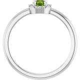 14K Gold Emerald Natural Peridot Halo-Style Ring - White Gold - view 2
