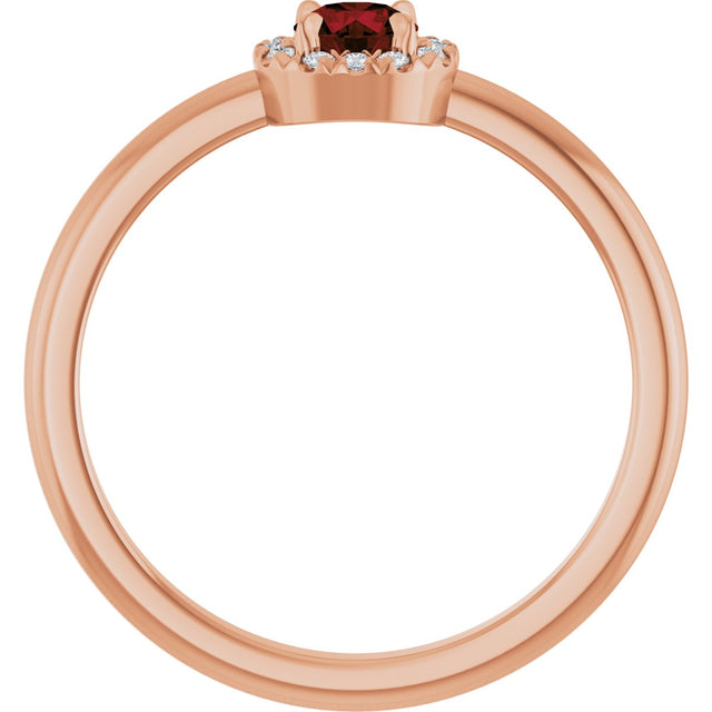 14K Gold Emerald Natural Mozambique Garnet Halo-Style Ring - Rose Gold - view 2