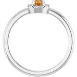 14K Gold Emerald Natural Citrine Halo-Style Ring - White Gold - view 2