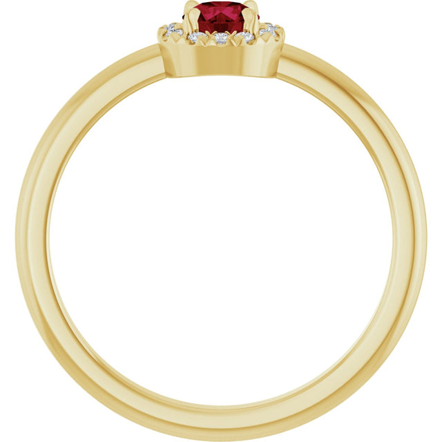 14K Gold Emerald Natural Ruby Halo-Style Ring - Yellow Gold - view 2