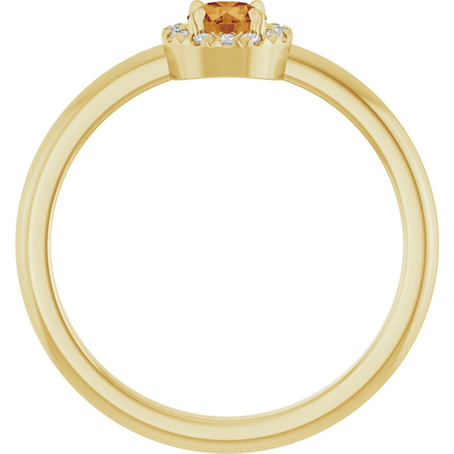 14K Gold Emerald Natural Citrine Halo-Style Ring - Yellow Gold - view 2