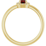 14K Gold Emerald Natural Mozambique Garnet Halo-Style Ring - Yellow Gold - view 2