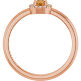 14K Gold Emerald Natural Citrine Halo-Style Ring - Rose Gold - view 2