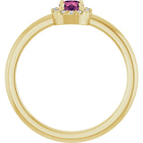 14K Gold Emerald Natural Pink Tourmaline Halo-Style Ring - Yellow Gold - view 2