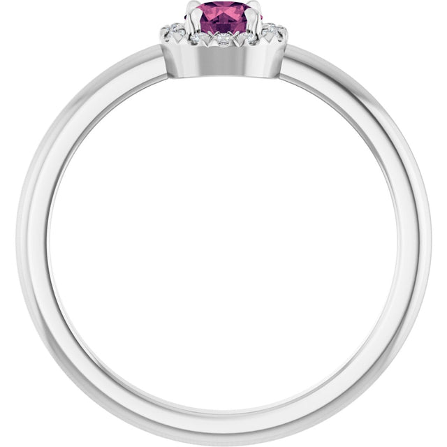 Platinum Emerald Natural Pink Tourmaline Halo-Style Ring - view 2