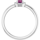 14K Gold Emerald Natural Pink Tourmaline Halo-Style Ring - White Gold - view 2