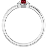 Platinum Emerald Natural Ruby Halo-Style Ring - view 2