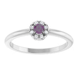 Platinum Emerald Lab-Grown Alexandrite Halo-Style Ring - view 3
