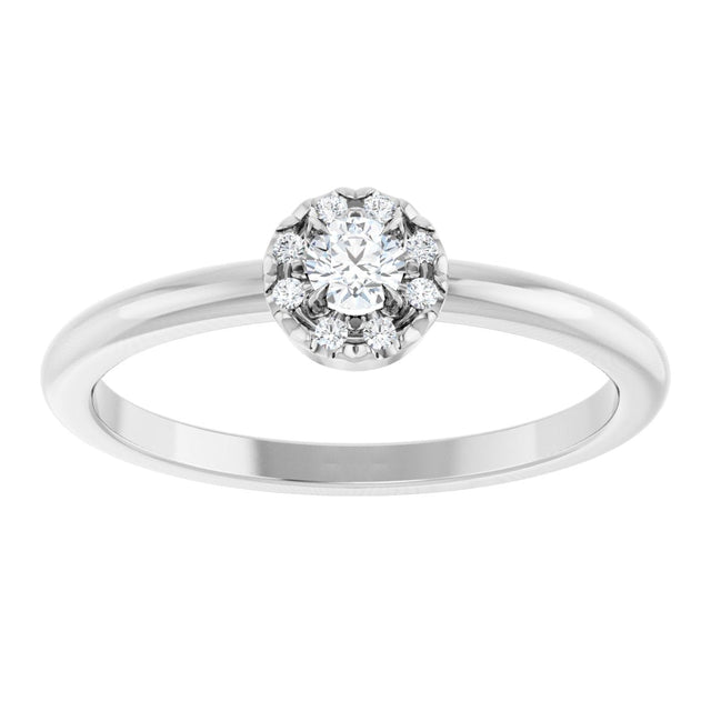 14K Gold Emerald Natural White Sapphire Halo-Style Ring - White Gold - view 3