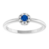 Platinum Emerald Lab-Grown Blue Sapphire Halo-Style Ring - view 3