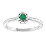 14K Gold Emerald Natural Emerald Halo-Style Ring - White Gold - view 3