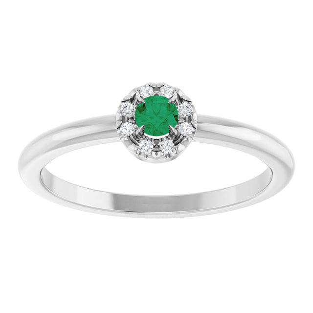 Platinum Emerald Natural Emerald Halo-Style Ring - view 3