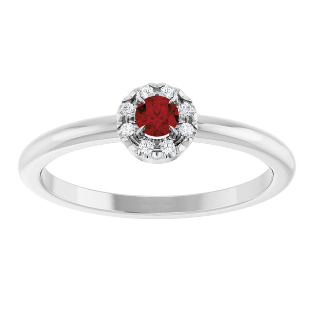 Platinum Emerald Natural Mozambique Garnet Halo-Style Ring - view 3