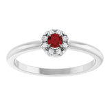 14K Gold Emerald Natural Mozambique Garnet Halo-Style Ring - White Gold - view 3