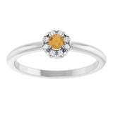 Platinum Emerald Natural Citrine Halo-Style Ring - view 3