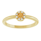 14K Gold Emerald Natural Citrine Halo-Style Ring - Yellow Gold - view 3