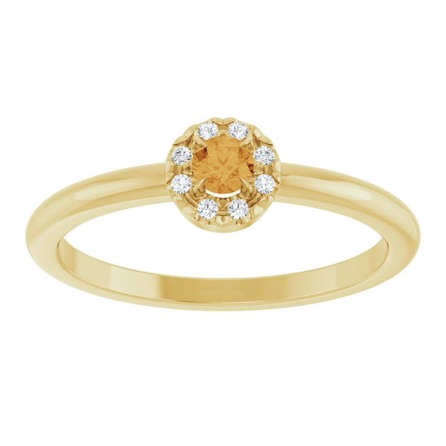 14K Gold Emerald Natural Citrine Halo-Style Ring - Yellow Gold - view 3