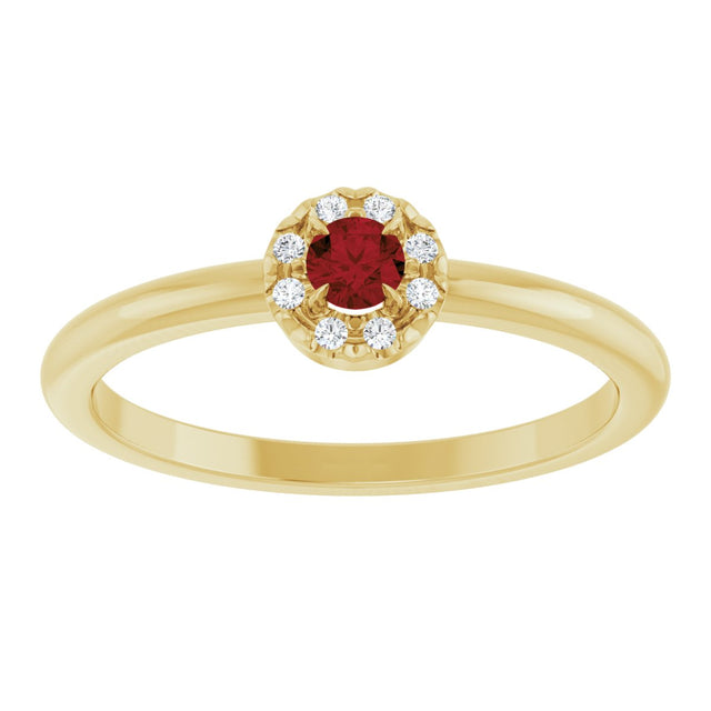 14K Gold Emerald Natural Mozambique Garnet Halo-Style Ring - Yellow Gold - view 3