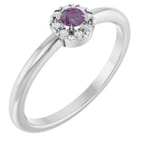 Platinum Emerald Lab-Grown Alexandrite Halo-Style Ring