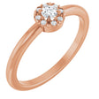 14K Gold Round Natural Diamond Halo-Style Ring – 3-4mm Stones - Rose Gold